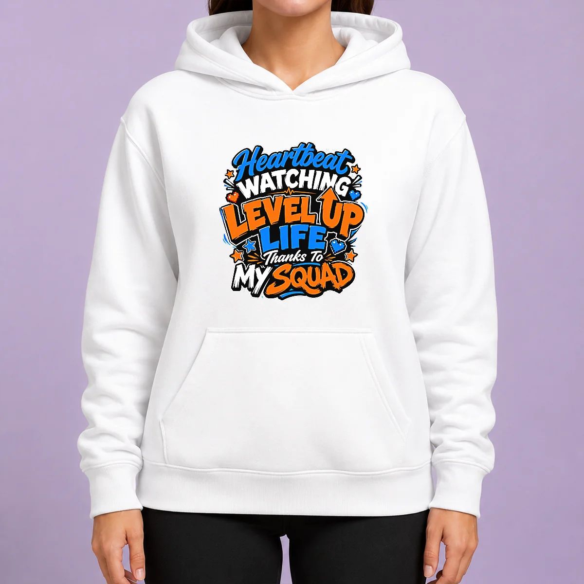Heartbeat Watching Level Up Life Thanks To My Squad Cartoon Hoodie