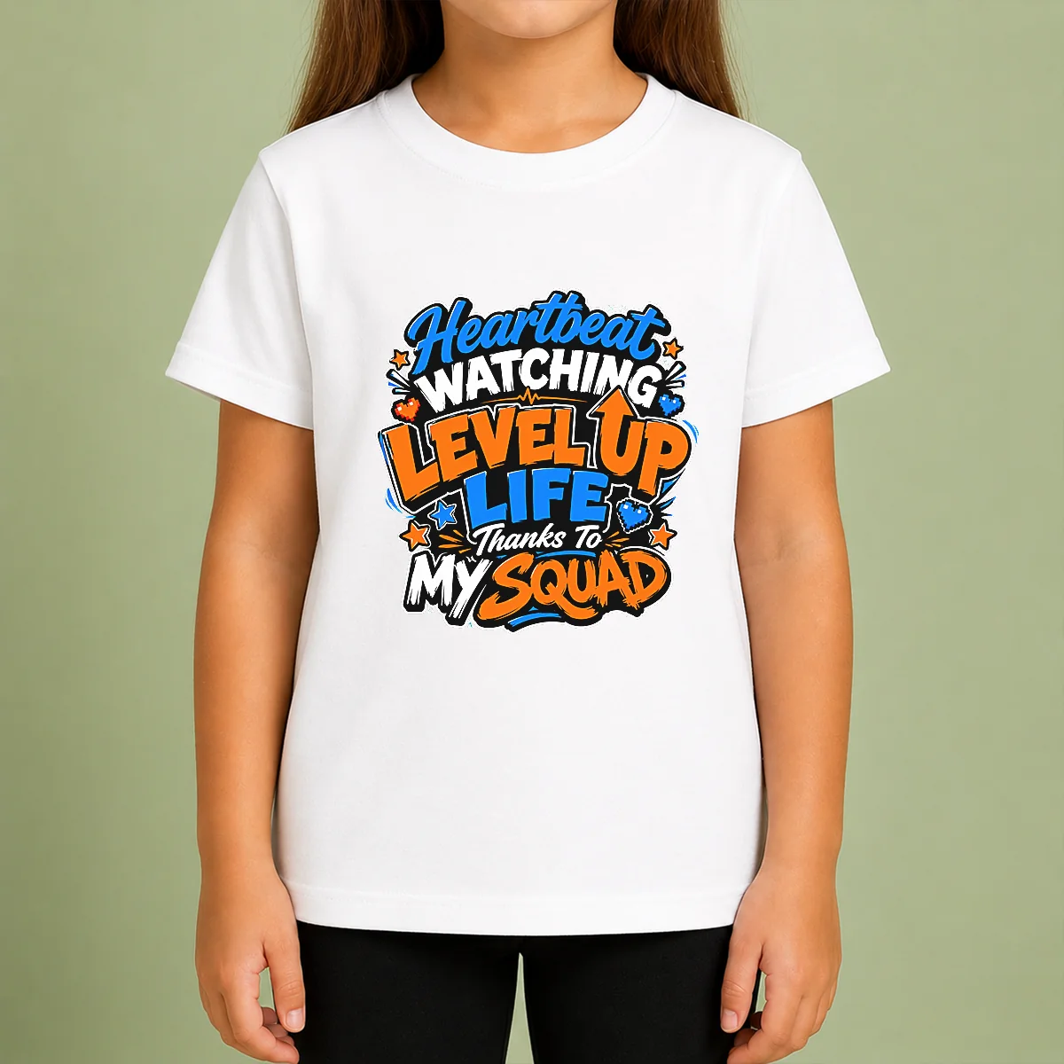 Heartbeat Watching Level Up Life Thanks To My Squad Cartoon Kids T-Shirt