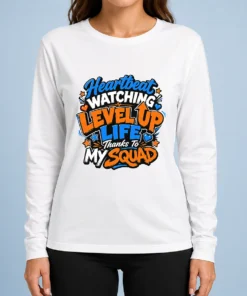 Heartbeat Watching Level Up Life Thanks To My Squad Cartoon Long Sleeve Shirt