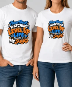 Heartbeat Watching Level Up Life Thanks To My Squad Cartoon Shirt