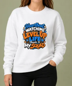 Heartbeat Watching Level Up Life Thanks To My Squad Cartoon Sweater