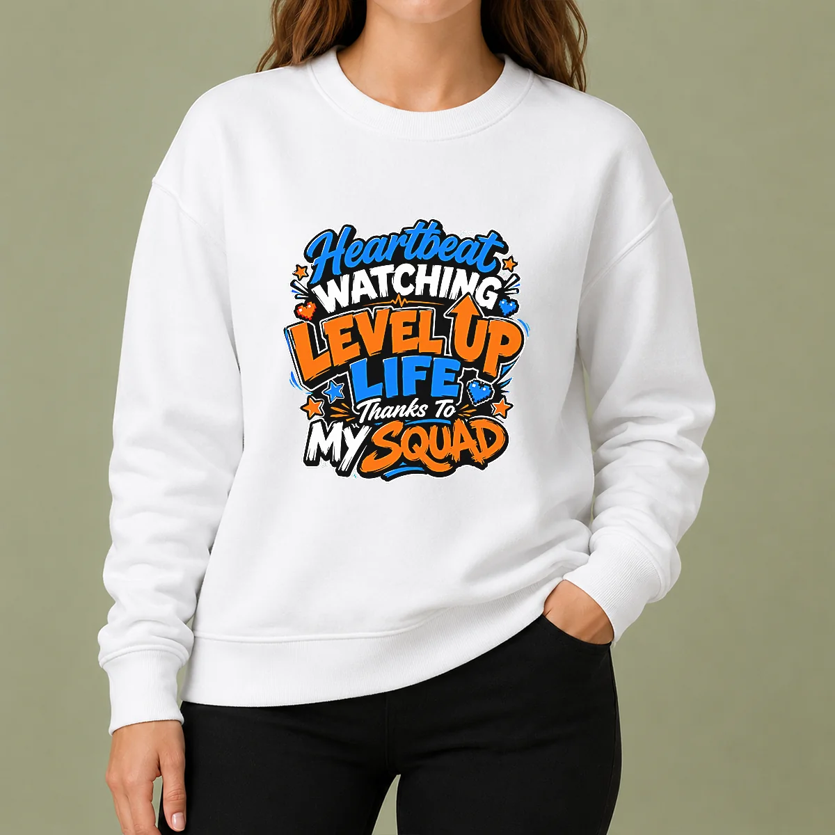 Heartbeat Watching Level Up Life Thanks To My Squad Cartoon Sweater