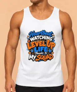 Heartbeat Watching Level Up Life Thanks To My Squad Cartoon Tank Top
