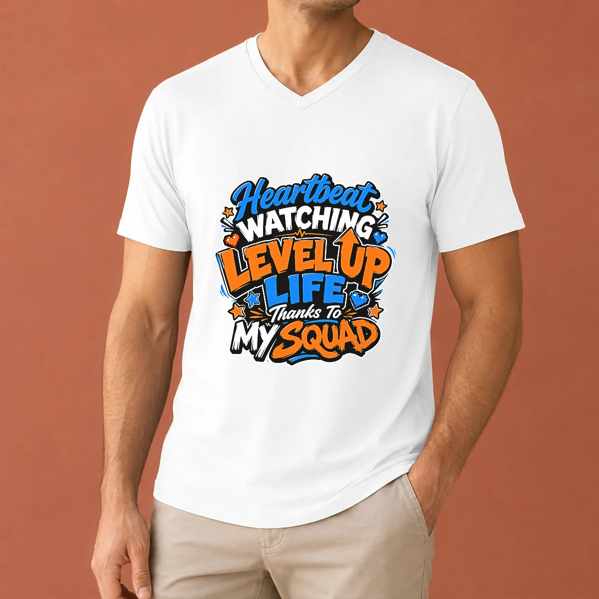 Heartbeat Watching Level Up Life Thanks V-Neck Shirt Heartbeat Watching Level Up Life Thanks V-Neck Shirt