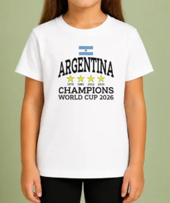 Hot Argentina Champions FIFA World Cup 2026 Kids T-Shirt