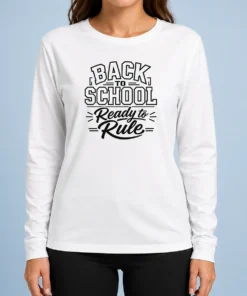 Hot Back To School Ready To Rule Line Art Students Long Sleeve Shirt