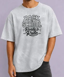 Hot Back To School Ready To Rule Line Art Students Washed T-Shirt