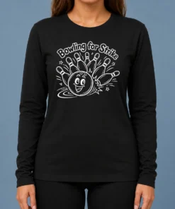 Hot Bowling For Strike Line Art Long Sleeve Shirt