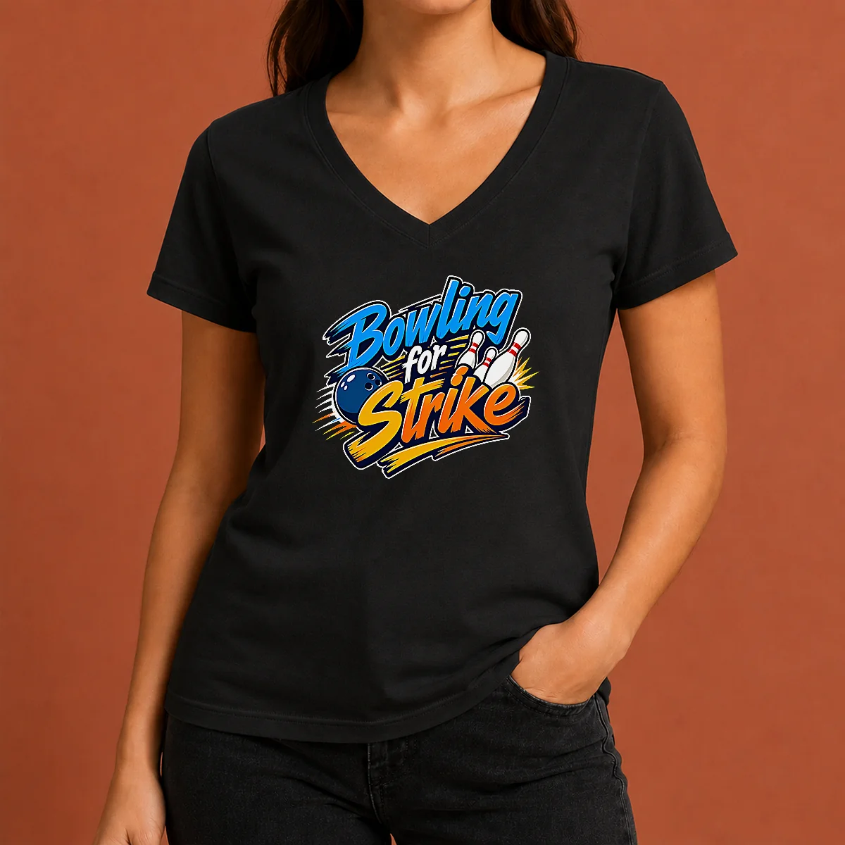 Hot Bowling For Strike Typography V-Neck Shirt Hot Bowling For Strike Typography V-Neck Shirt