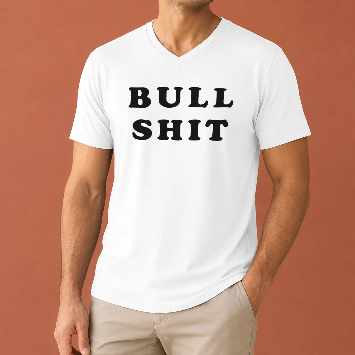 Hot Bull Shit Text Slogan Phrase V-Neck Shirt Hot Bull Shit Text Slogan Phrase V-Neck Shirt