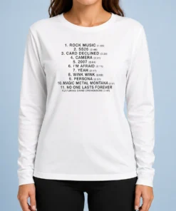 Hot Charli Rock Music SS26 Tracklist long sleeve shirt featuring tracklist print on front