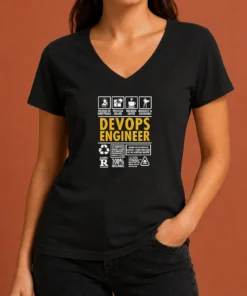 Hot Devops Engineer Humorous Infographic Icons Knower Of Everything Superhero V-Neck Shirt