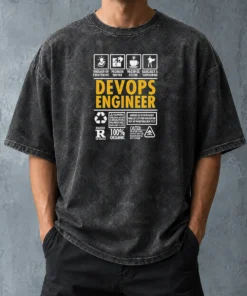 Hot Devops Engineer Humorous Infographic Icons Knower Of Everything Superhero Washed T-Shirt