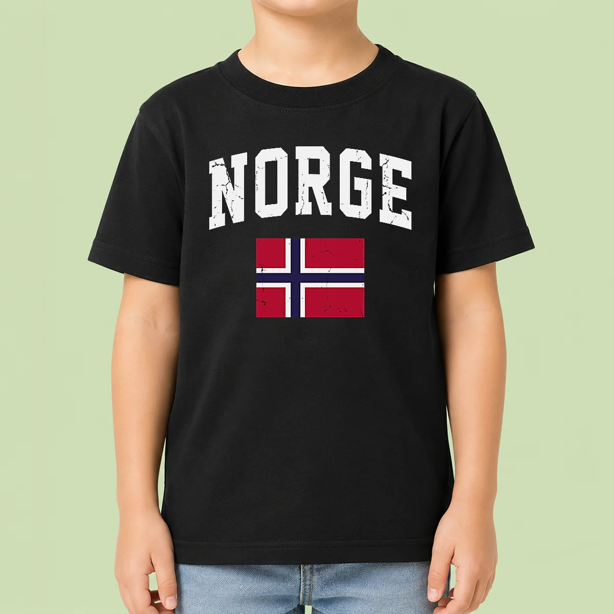 Hot Funny Norge Flag Norway Norwegian Souvenir Kids T Shirt in white, featuring a playful Norwegian flag design for children