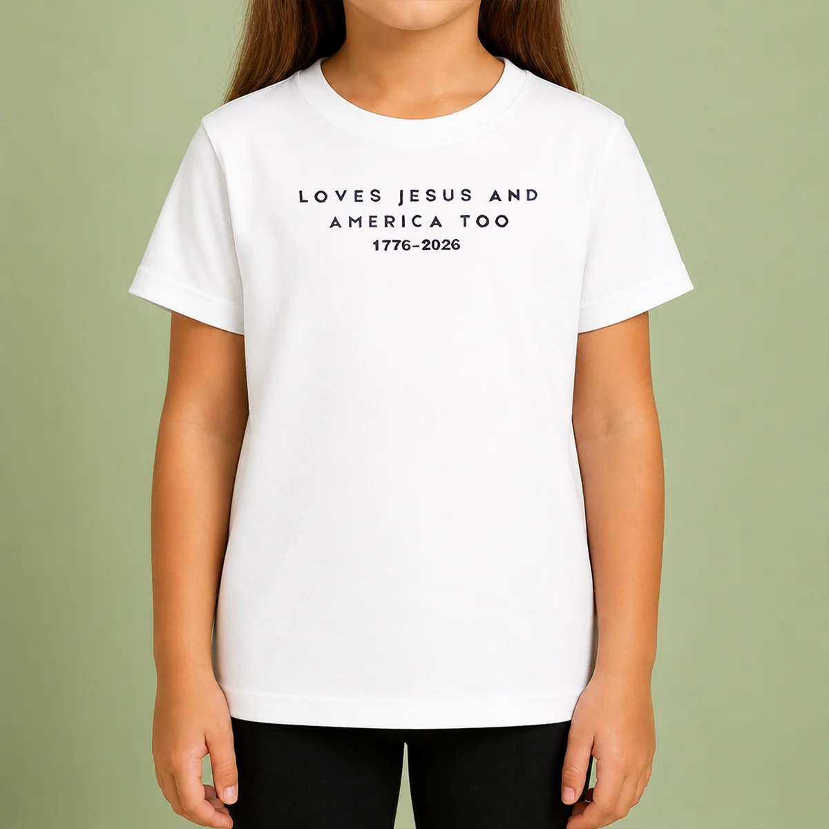 Hot Loves Jesus And America Too 1776 2026 Faith Patriotic Christianity Freedom Kids T-Shirt