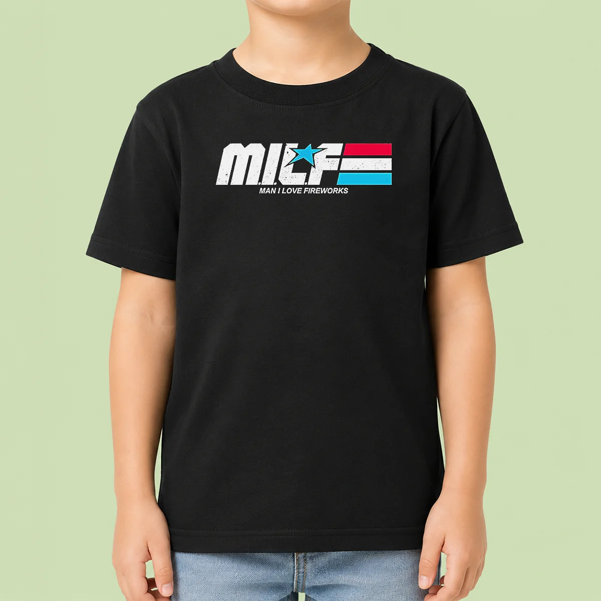 Hot M.I.L.F. Man I Love Fireworks Patriotic Holiday Kids T-Shirt