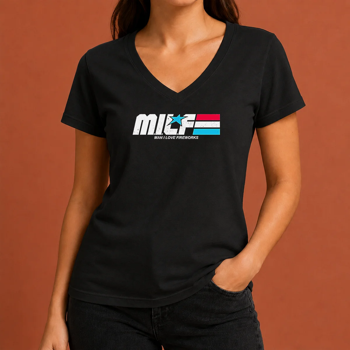 Hot M.I.L.F. Man I Love Fireworks V-Neck Shirt Hot M.I.L.F. Man I Love Fireworks V-Neck Shirt