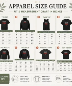 Size chart for Hot Official Until Death All Defeat Is Psychological with measurements in inches and cm