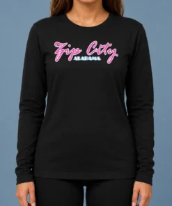 Hot Premium Zip City Alabama Southern Town long sleeve shirt in white with bold city graphic on front