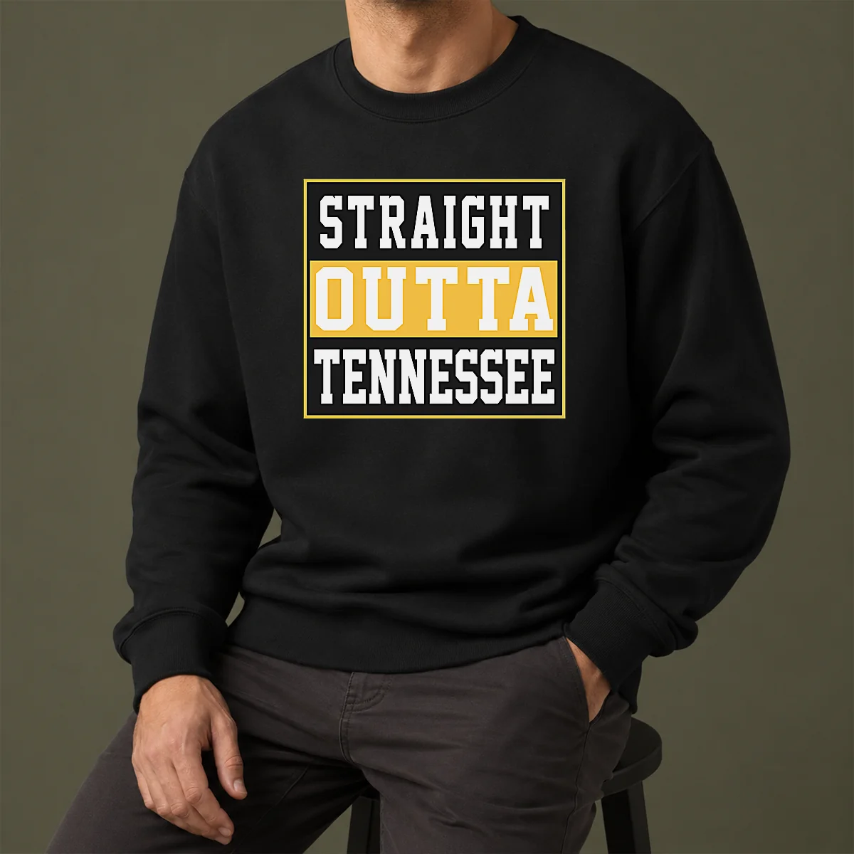 Hot Pretty Straight Outta Tennessee Sweater in black with bold white lettering, cozy long-sleeve pullover