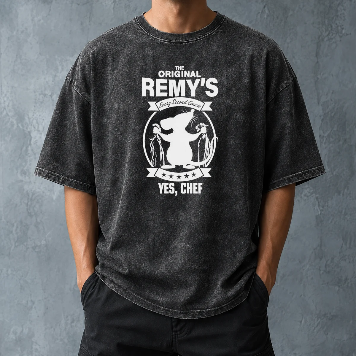 Hot Remy Ratatouille The Original Remy S Every Second Counts Yes Chef Disney Cartoon Washed T Shirt featuring a soft, vintage washed fabric