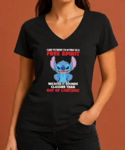 Hot Stitch I Like To Refer To Myself As A Free Spirit Because It Sounds Classier Than Out Of C V-Neck Shirt