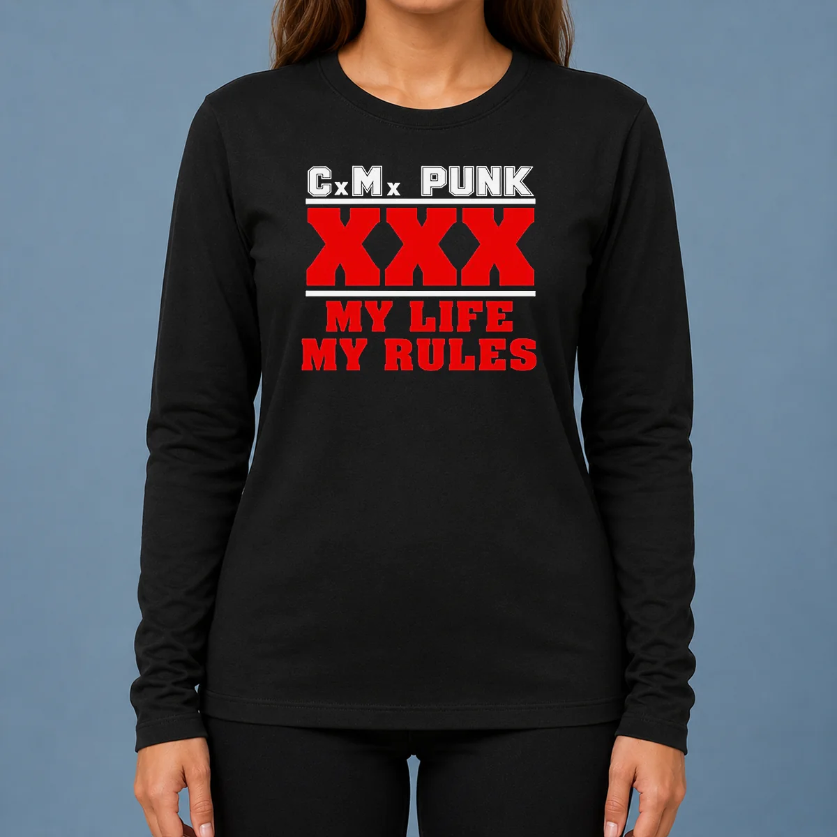 Hot Straight Edge Hardcore CM Punk XXX My Life My Rules Long Sleeve Shirt