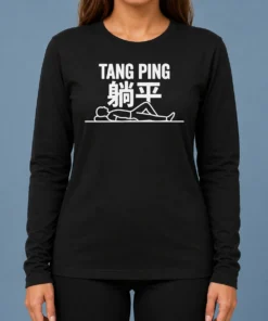 Hot Top Tang Ping Lying Flat Anti Hustle Culture Long Sleeve Shirt