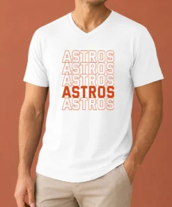 Hot Top Vintage Astros Retro Style Name Sports Fan V-Neck Shirt