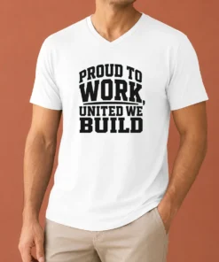 Nice American Labor Proud Typography Silhouette V-Neck Shirt