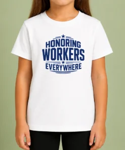 Nice Awesome Labour Day Workers Pride Line Art Kids T-Shirt