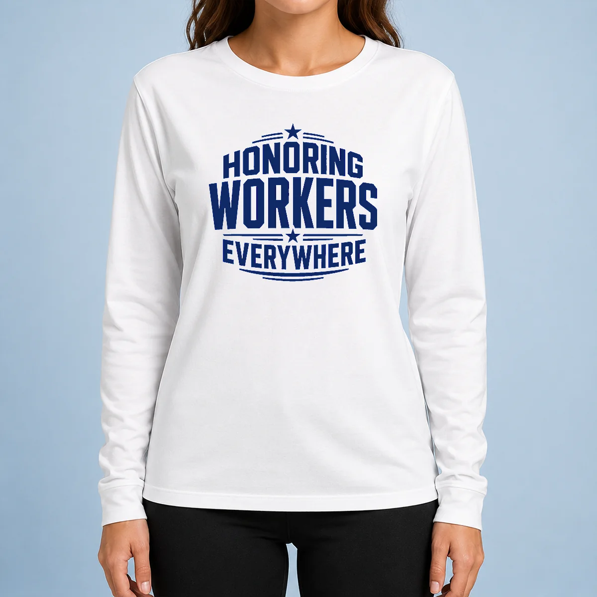 Nice Awesome Labour Day Workers Pride Line Art Long Sleeve Shirt