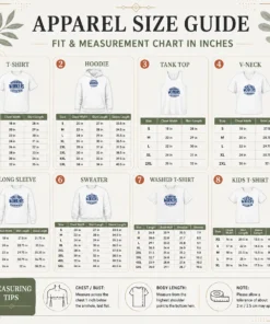 Size chart for Nice Awesome Labour Day Workers Pride Line Art with measurements in inches and cm