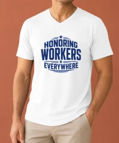 Nice Awesome Labour Day Workers Pride Line Art V-Neck Shirt