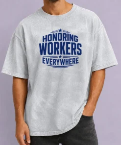 Nice Awesome Labour Day Workers Pride Line Art Washed T-Shirt