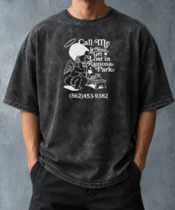 Nice Call Me If You Get Lost In Ramona Park Washed T Shirt displayed on a soft washed cotton tee