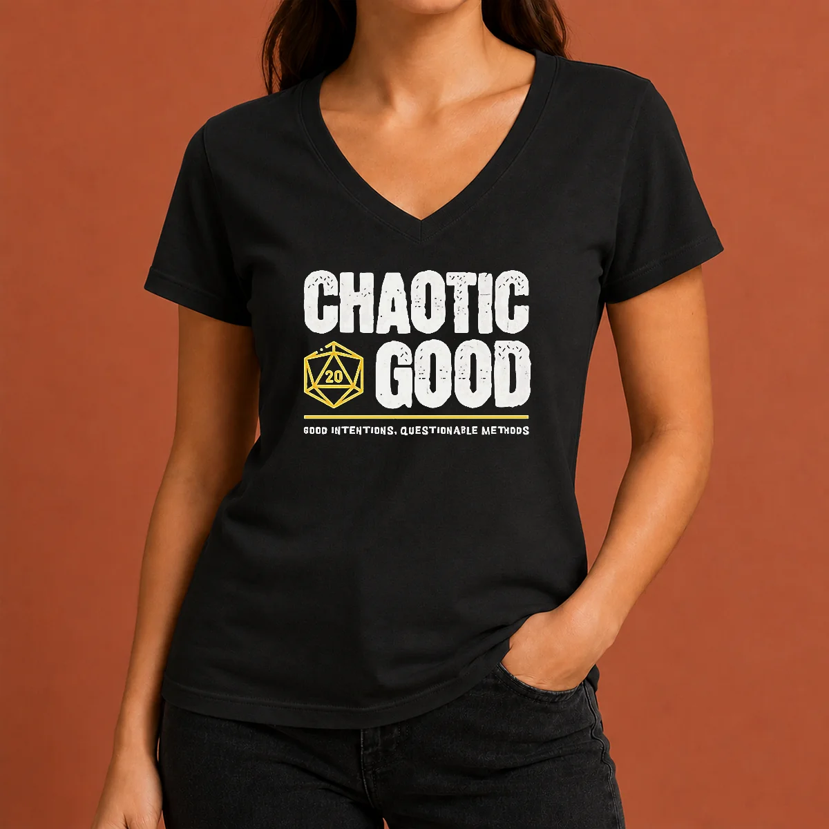 Nice Chaotic Good D20 Dice Good V-Neck Shirt Nice Chaotic Good D20 Dice Good V-Neck Shirt