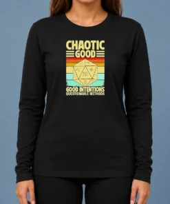Nice Chaotic Good D20 Retro Stripes Long Sleeve Shirt