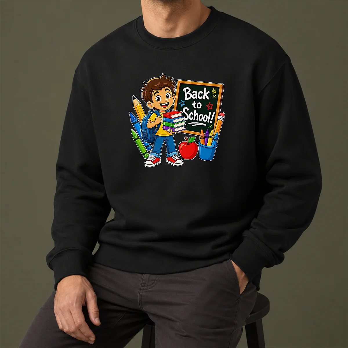 Nice Excited Student Back To School Vector Sweater