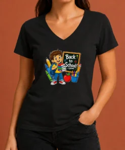 Nice Excited Student Back To School Vector V-Neck Shirt