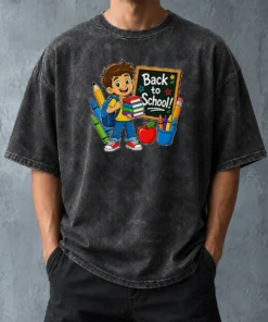 Nice Excited Student Back To School Vector Washed T-Shirt