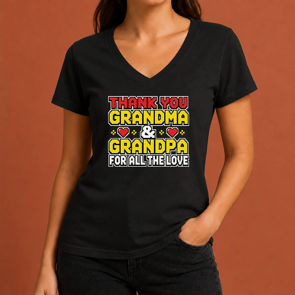 Nice Grandparents Day Appreciation Gift Family V-Neck Shirt Nice Grandparents Day Appreciation Gift Family V-Neck Shirt