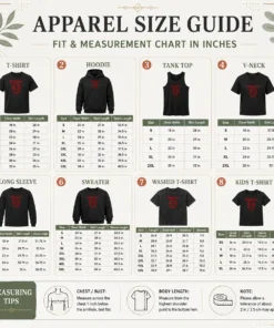 Size chart for Nice Nervana Eyes And Smiley Face Red showing measurements in inches and cm