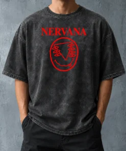 Nice Nervana Eyes And Smiley Face Red Washed T-Shirt