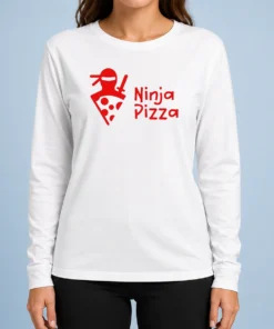 Nice Ninja Pizza Martial Arts Character Food Illustration Long Sleeve Shirt