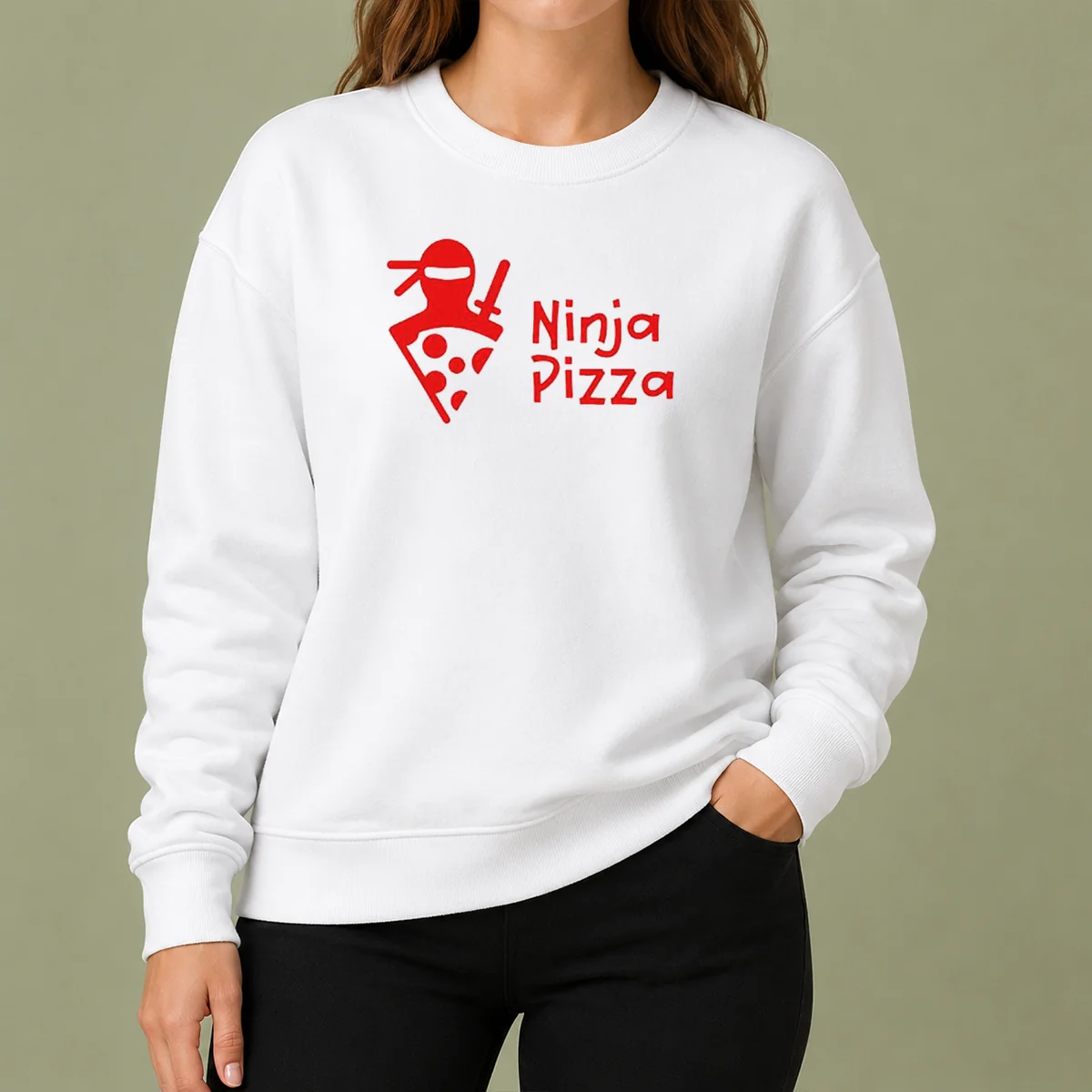 Nice Ninja Pizza Martial Arts Character Food Illustration Sweater