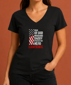 Nice Official Man Of God Husband Dad Protector Hero V-Neck Shirt