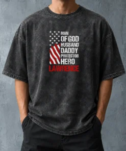 Nice Official Man Of God Husband Dad Protector Hero Washed T-Shirt