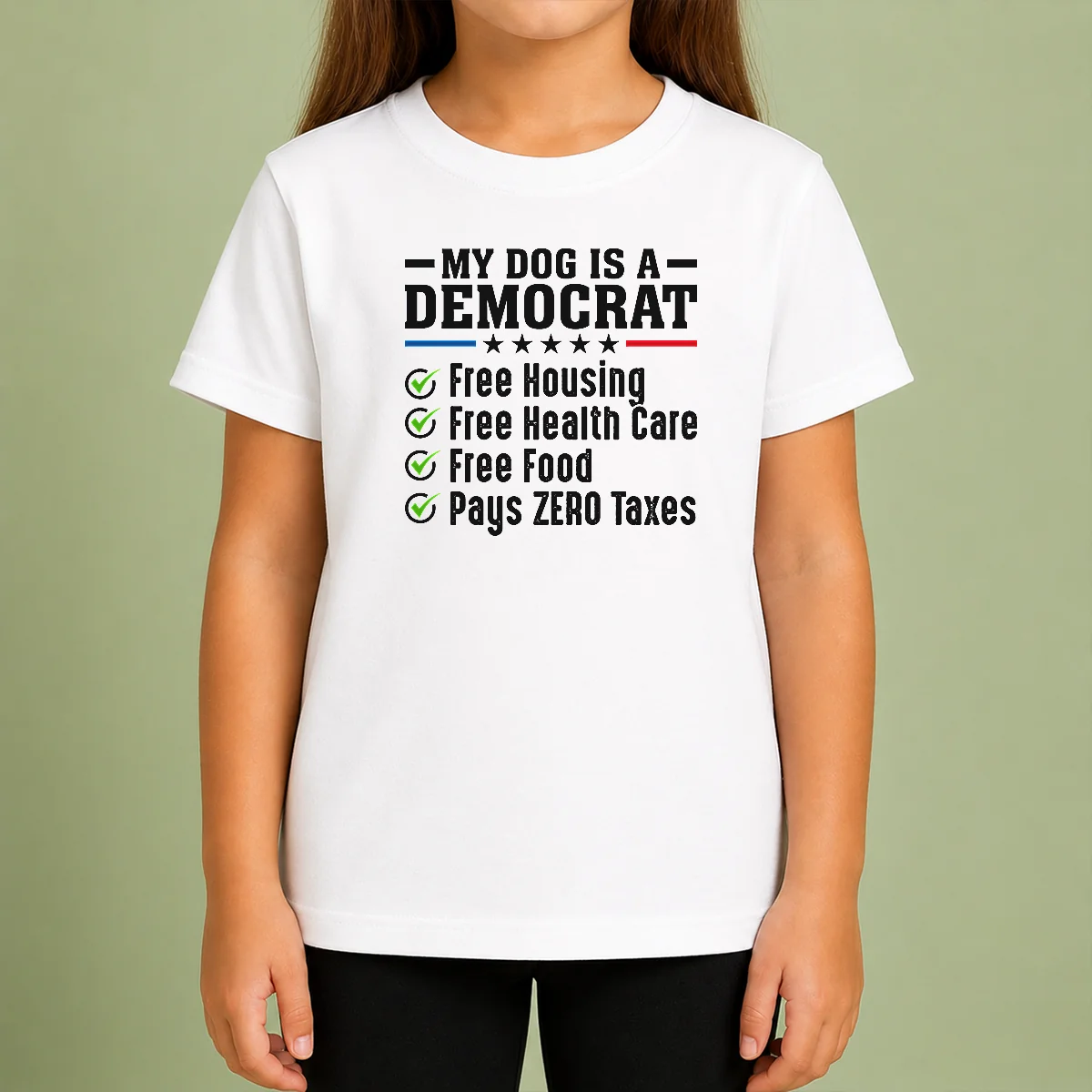Nice Official My Dog Is A Democrat Free Housing Kids T-Shirt