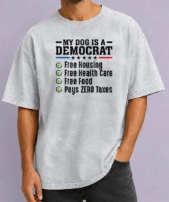 Nice Official My Dog Is A Democrat Free Housing Washed T-Shirt